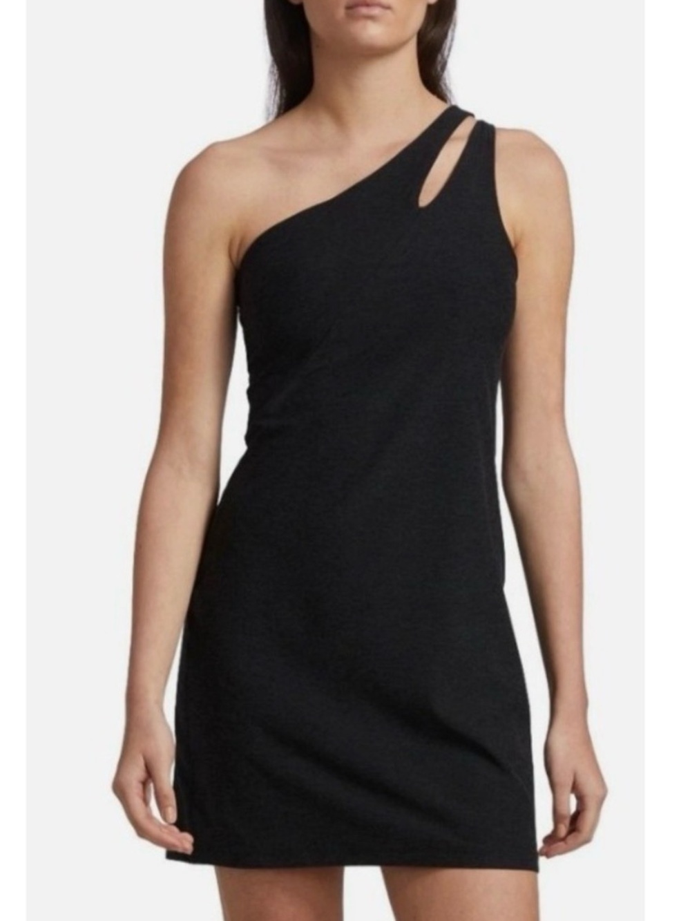 Beyond Yoga Black One-Shoulder Cutout Mini Dress